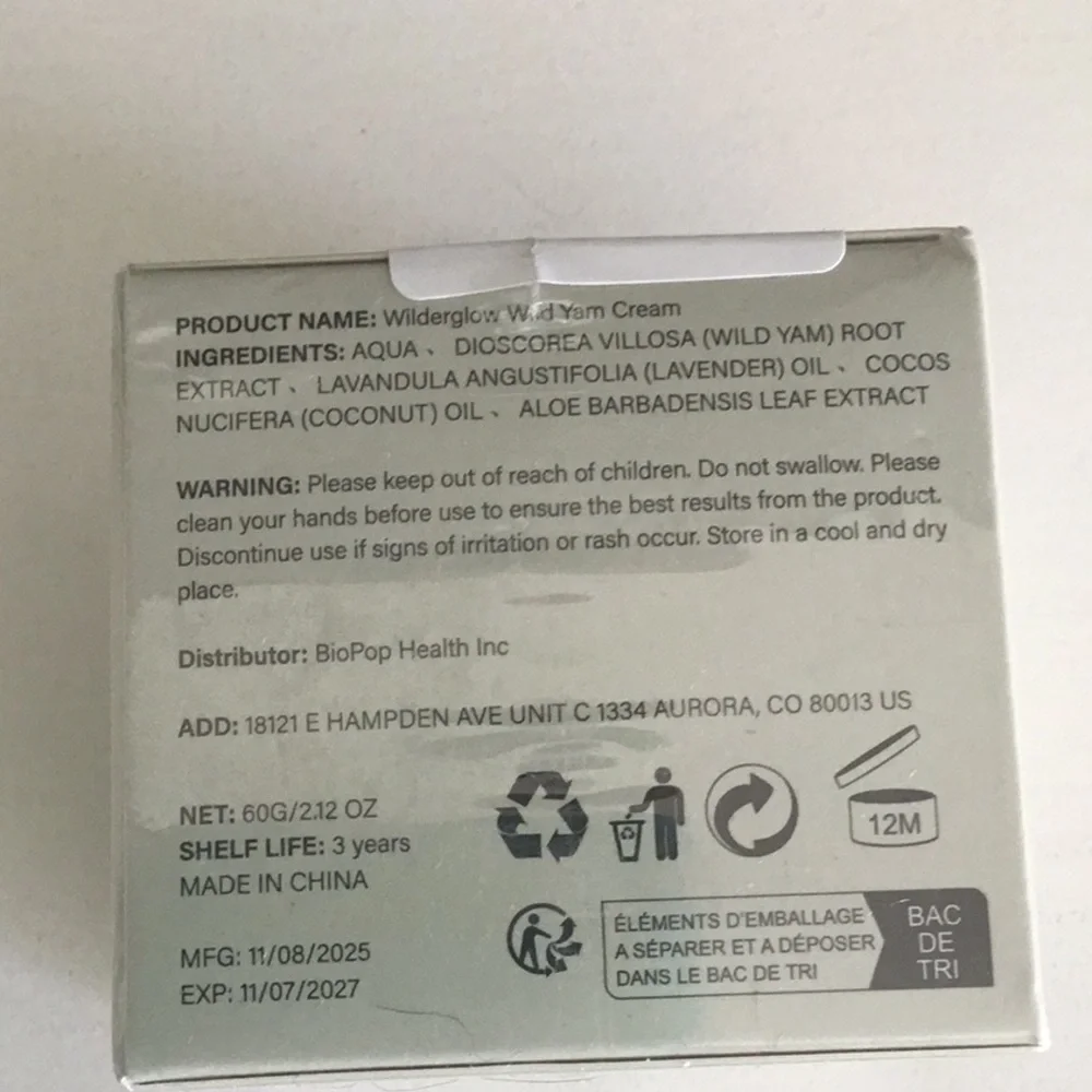 NEW Wilderglow 2.12 ounce Wild Yam Cream
